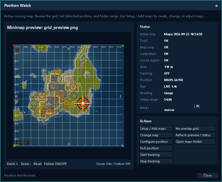 Position Watch configuration and status.